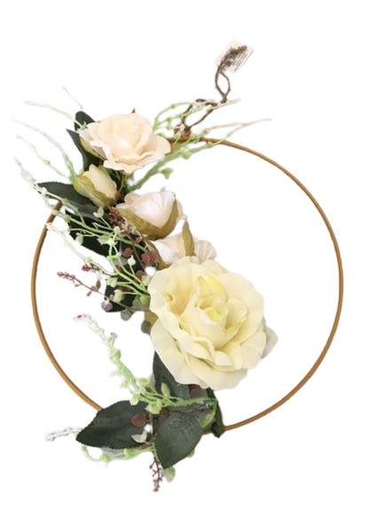 Věnec kovový kruh s růžemi 30cm - Dekorace a domácnost Dekorace Velikonoce